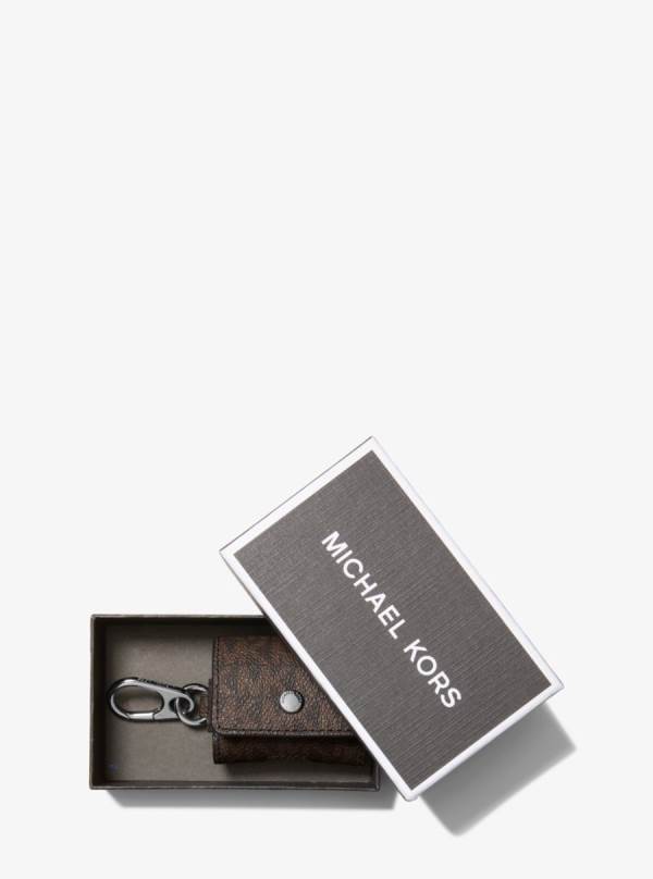 Panske Puzdro Na Mobil Michael Kors Logo Clip Case For Apple AirPods® Hnede - Doplnky Michael Kors Sleva | UNJIM-3465